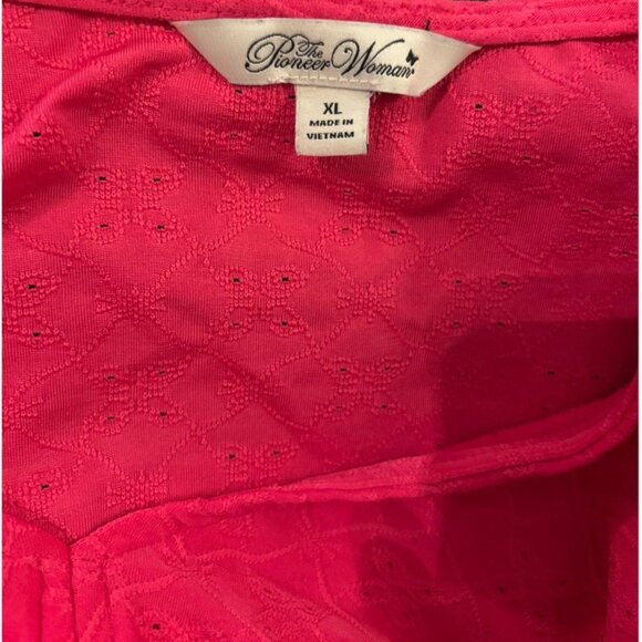 The Pioneer Woman Pink Dolman Sleeve Tie Front Blouse Sz XL Relaxed Fit Casual - Picture 4 of 5
